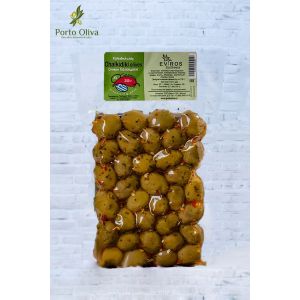 Оливки зелёные Халкидики с острым перцем с/к в вакууме EVROS, 250г